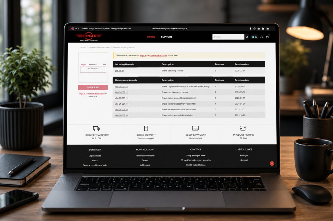 Manuels de service avec numéro de révision et date
